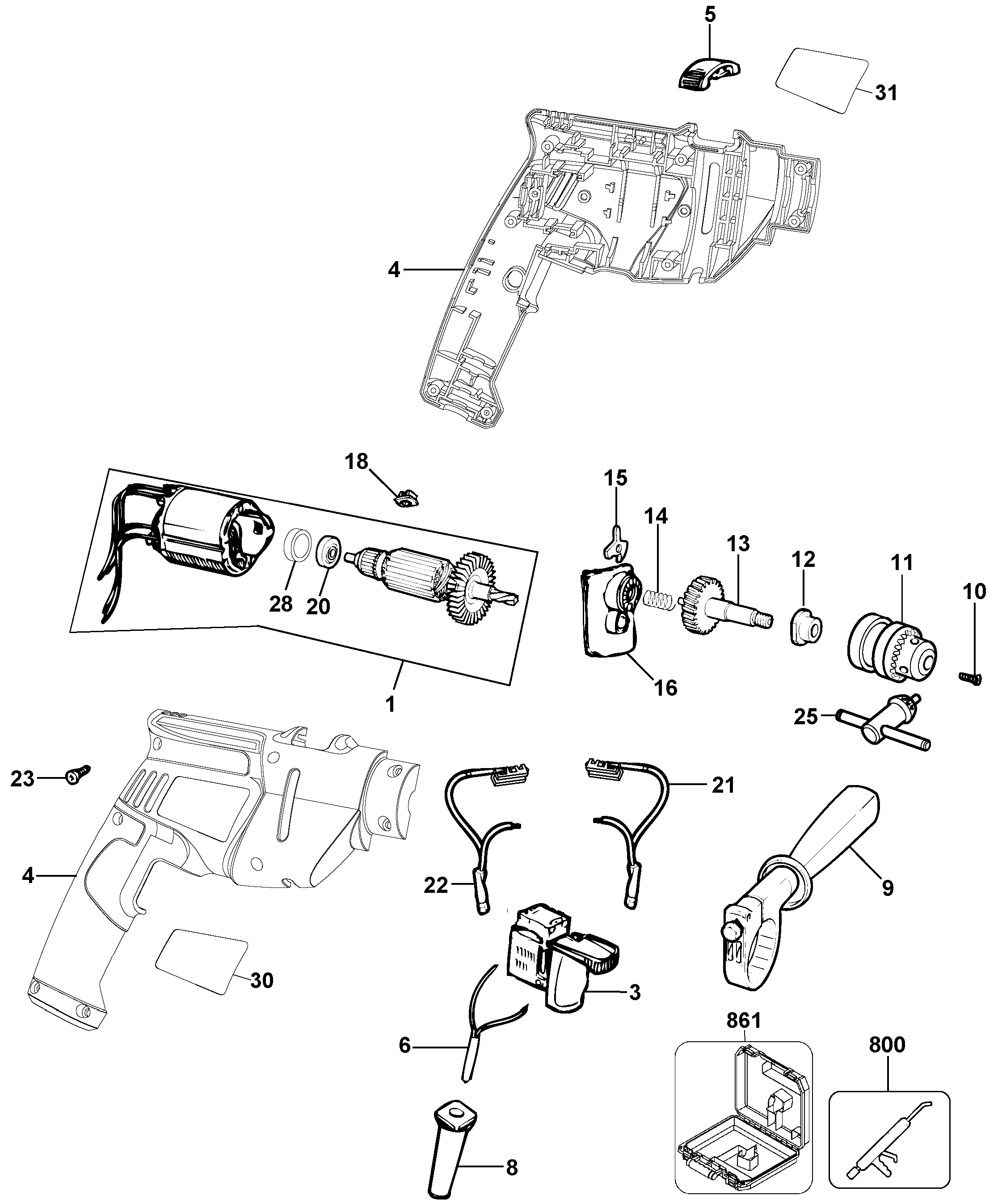 Page A Diagram and Parts List for KR520-AR 1 Black and Decker Hammer Drill